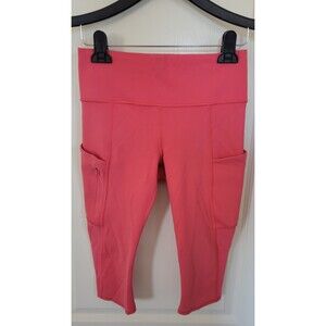 Women's Athleta All In crop leggings coral 4/6 Workout Stash Pockets Mesh Sides